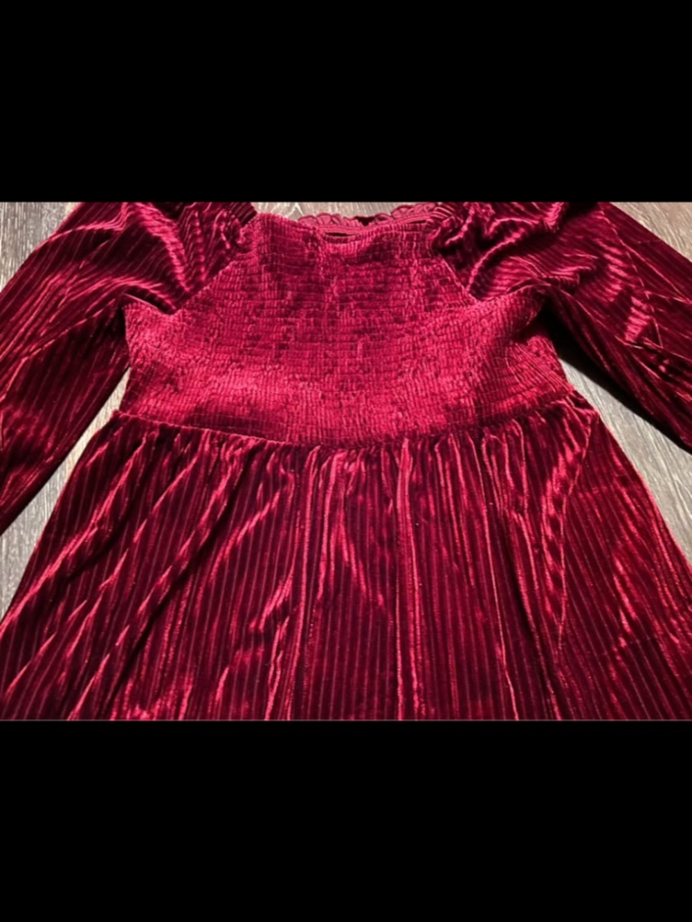 BLOOMCHIC Red Velvet Smocked Top - Picture 2 of 2